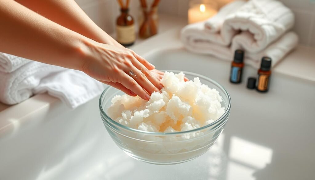 applying sugar scrub